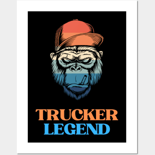 Husband Dad Trucker Legend Posters and Art